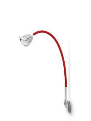 Less'n'more Athene Wall Light small A-WL1 aluminum, flex arm textile red