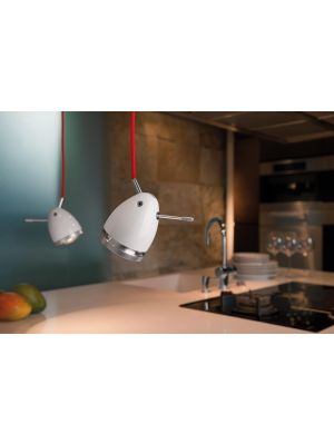 Less'n'more Ylux Pendant Light head glossy white, cable red