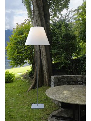 Luceplan Grande Costanza Open Air shade off white, frame and base alu